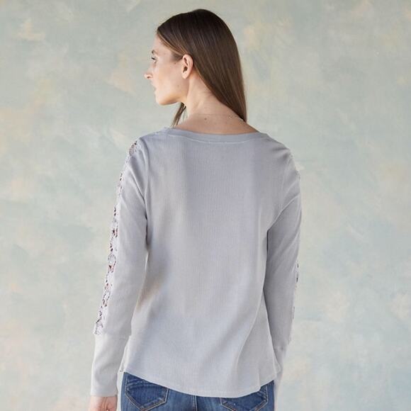 Sundance Pink Canyon Creek Thermal Crochet Long Sleeve Top - Picture 9 of 9